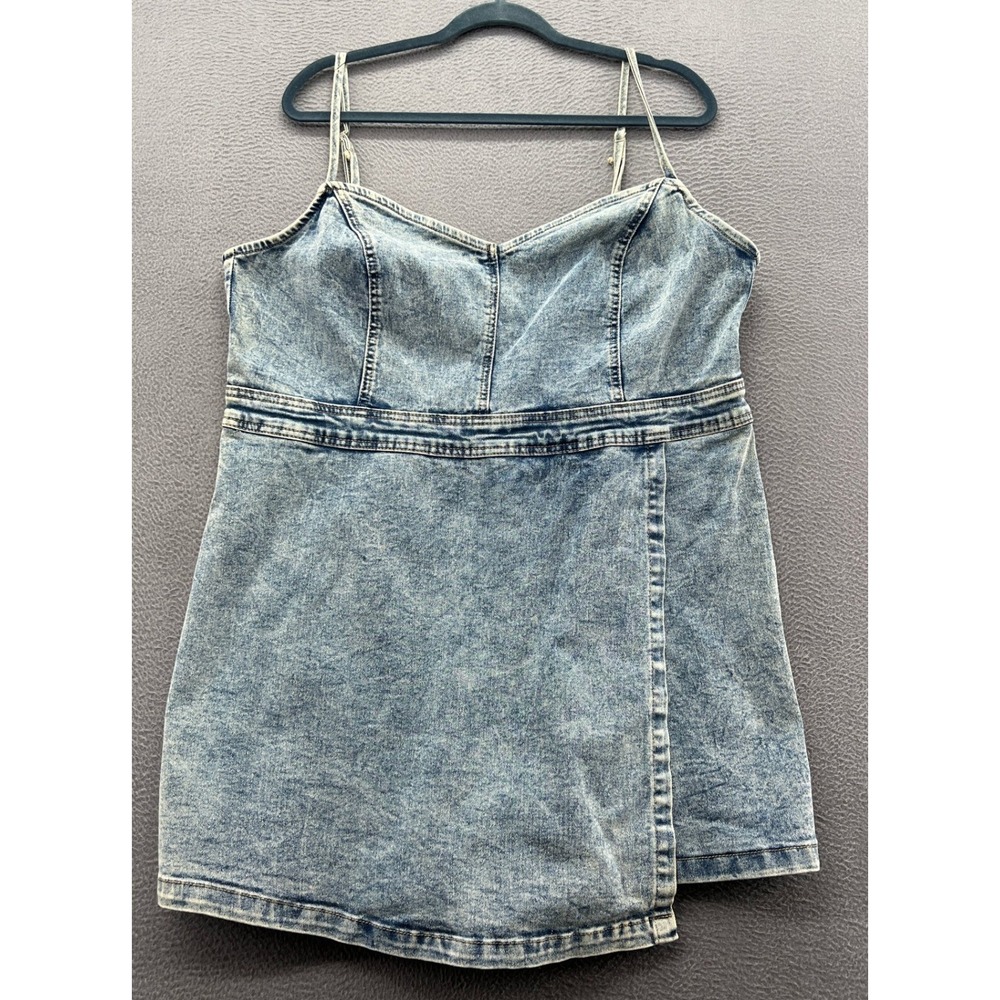 Fashion Nova Romper Women's 2X Acid Wash Medium Wash Day and Night Denim Skort